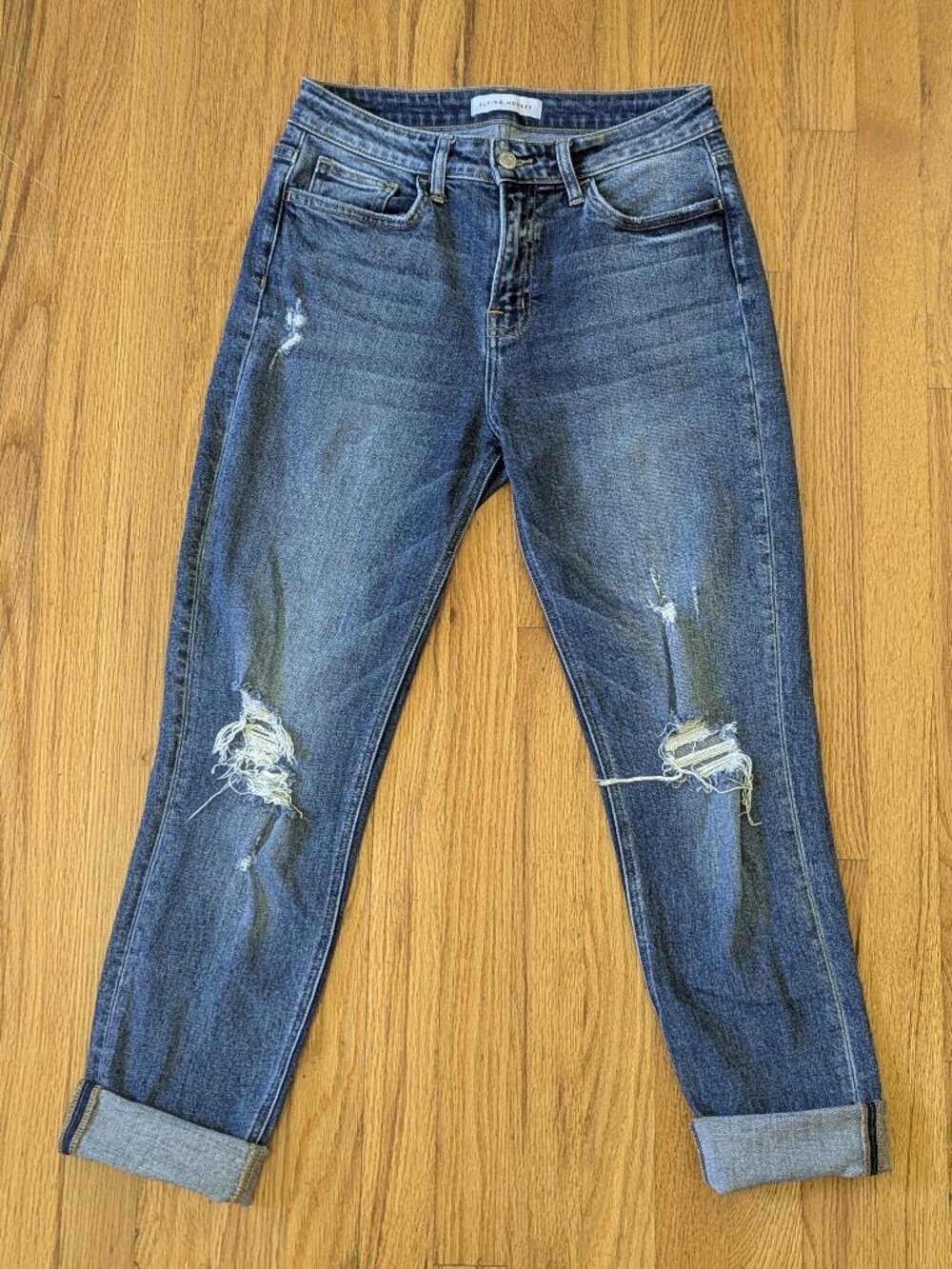 Flying Monkey Rolled Up Stretch Boyfriend Jeans